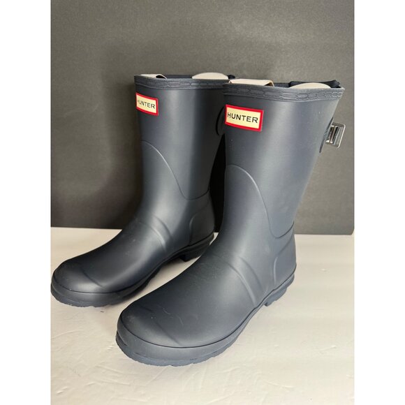 NIB Hunter Original Short Boots Matte Navy Back Adjustable EU 38 US 7 UK 5 - Picture 3 of 7